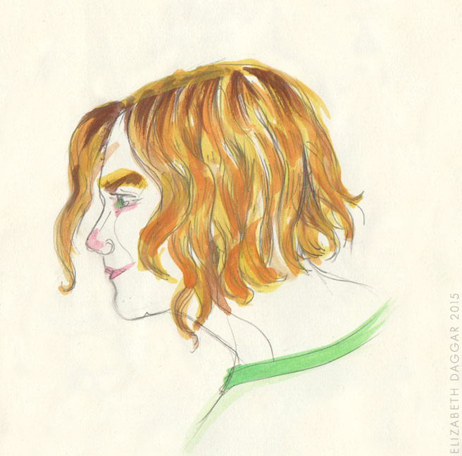 hair portrait in watercolor
